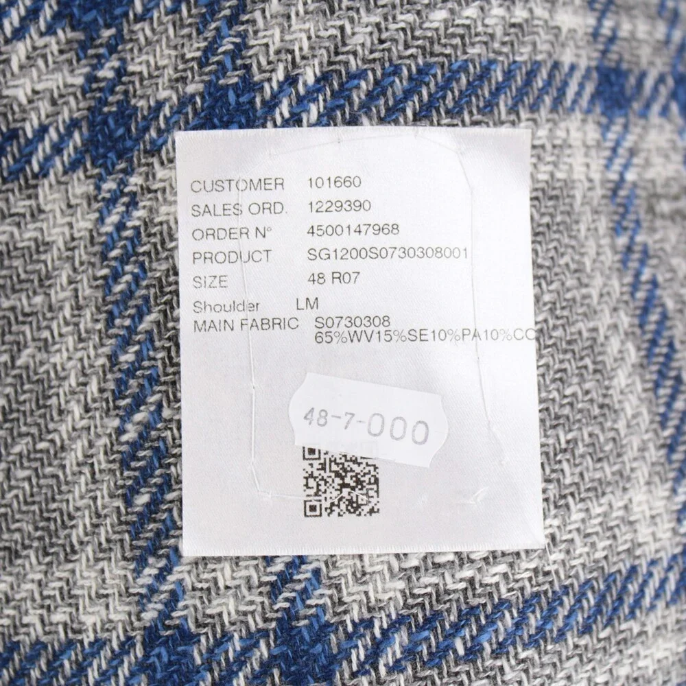 Sartorio Kiton NWT Wool Blend Sport Coat Size 48R (38R US) Gray w/ Blue & White